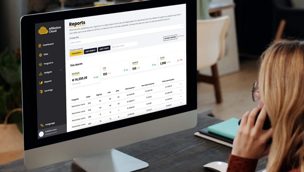 AffiliationCloud Publisher Report. As seen on desktop. Image source: AffiliationCloud.
